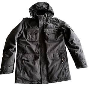 Eddie Bauer 550 Fill‎ Premium Goose Down Hooded Lined Dark Gray Parka Coat XL